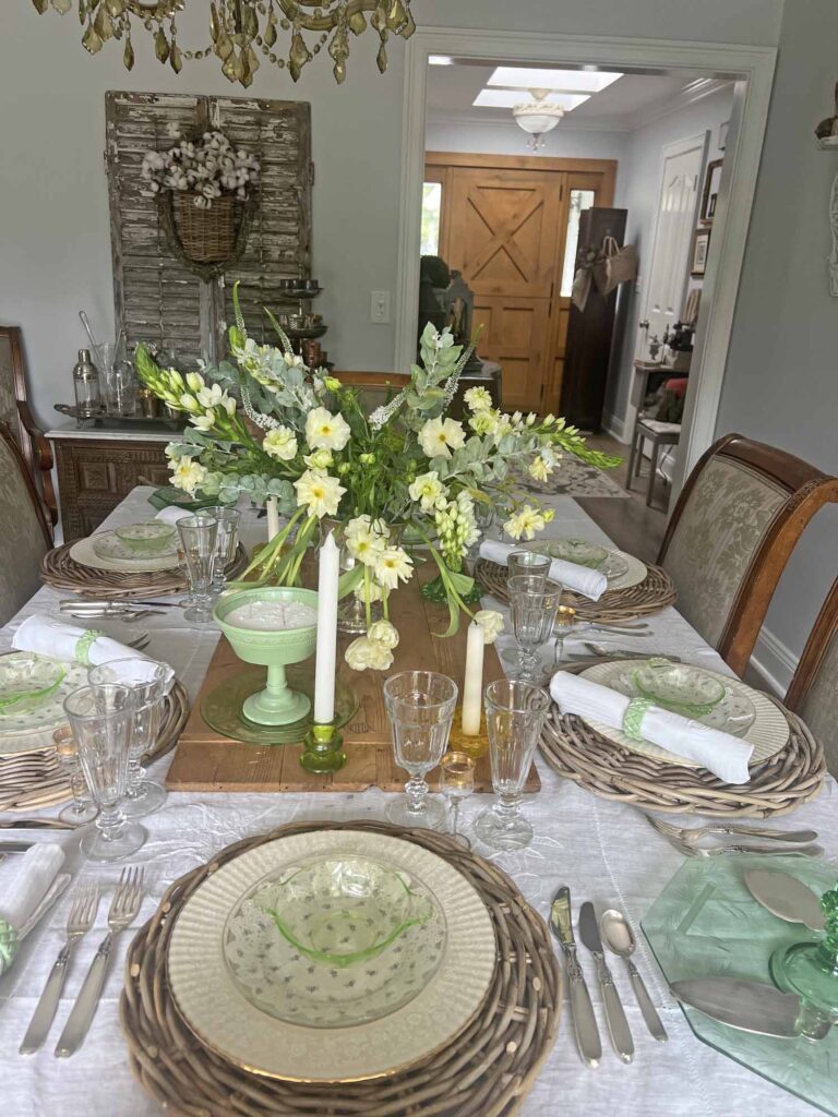 how to set a vintage inspired spring table full table