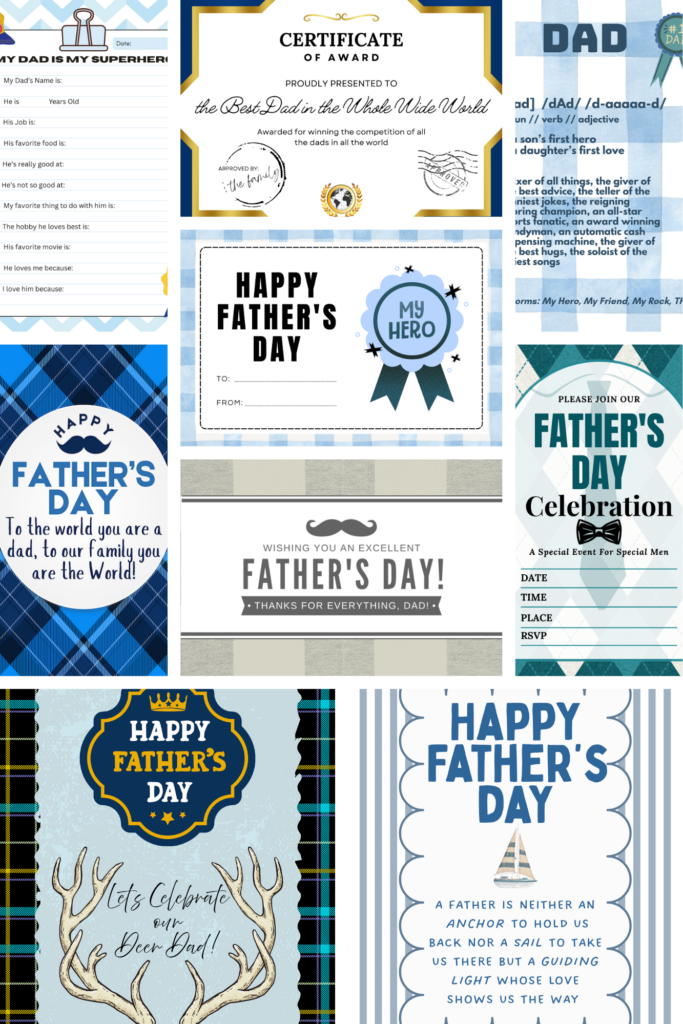 Free Personalized Father's Day Printables: Print at Home (Easy, Affordable & Heartfelt) - Collage