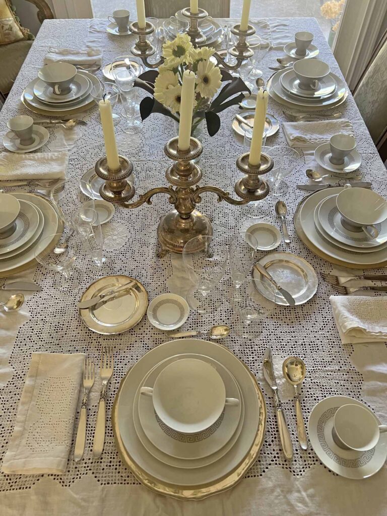 How to Set a Classic Legacy Honored Dining Table full table overhead
