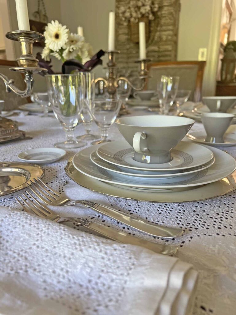How to Set a Classic Legacy Honored Dining Table angled table honoring the past