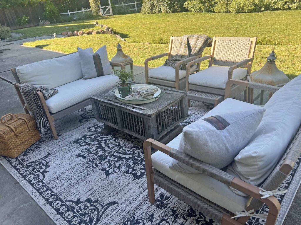 How to create an Outdoor Room: Outdoor living Space Guide Four Seasons Interior Design Summer Hop conversational seating area