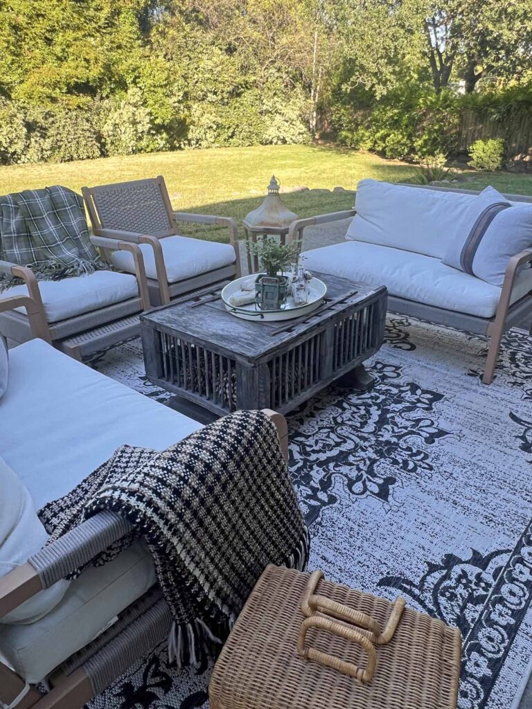 How to create an Outdoor Room: Outdoor living Space Guide Four Seasons Interior Design Summer Hop conversational seating area