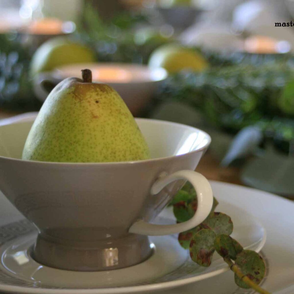 How to Set a Classic Legacy Honored Dining Table - pear tablescape