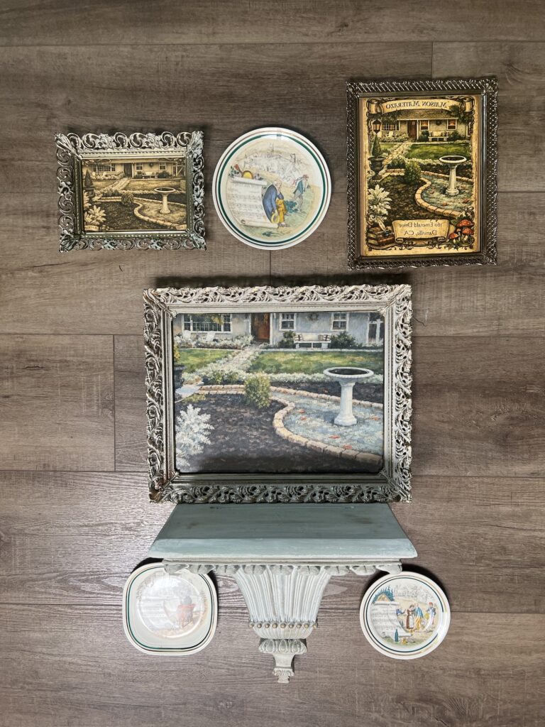 how to curate a gallery wall with thrifted collections layout 1 option