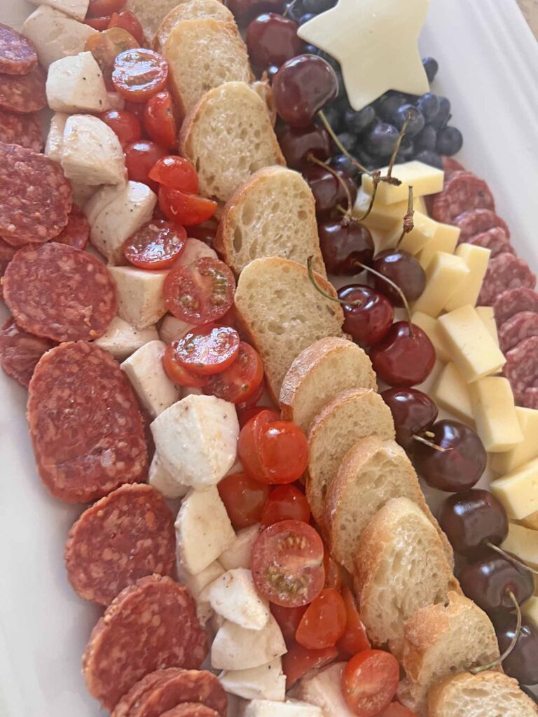 American flag charcuterie board recipe angled platter