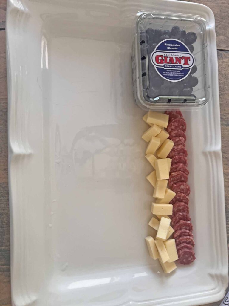American flag charcuterie board recipe adding union and stripes to platter