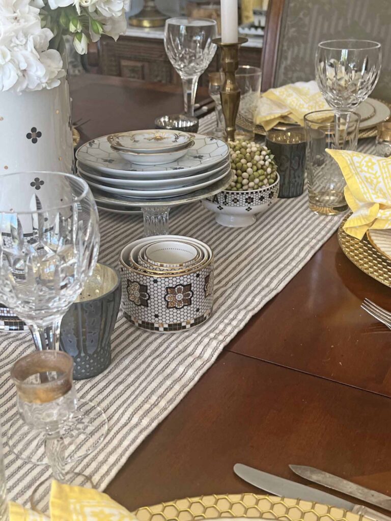 The bee's knees table setting angled center of table