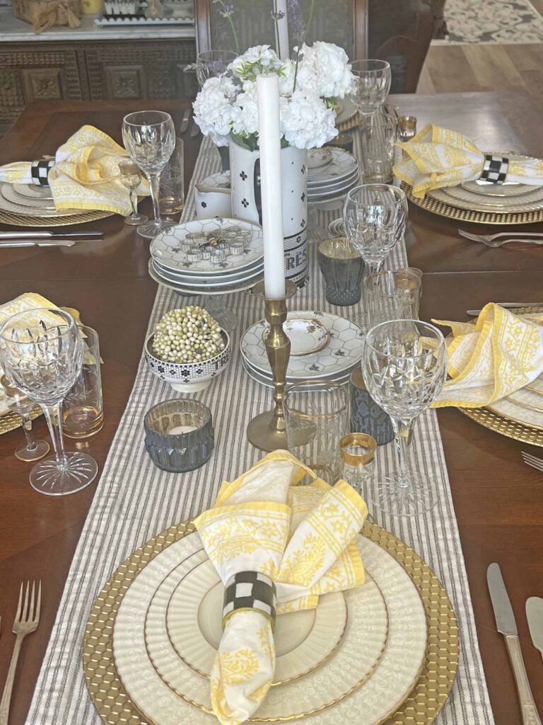 The bee's knees table setting down center of table
