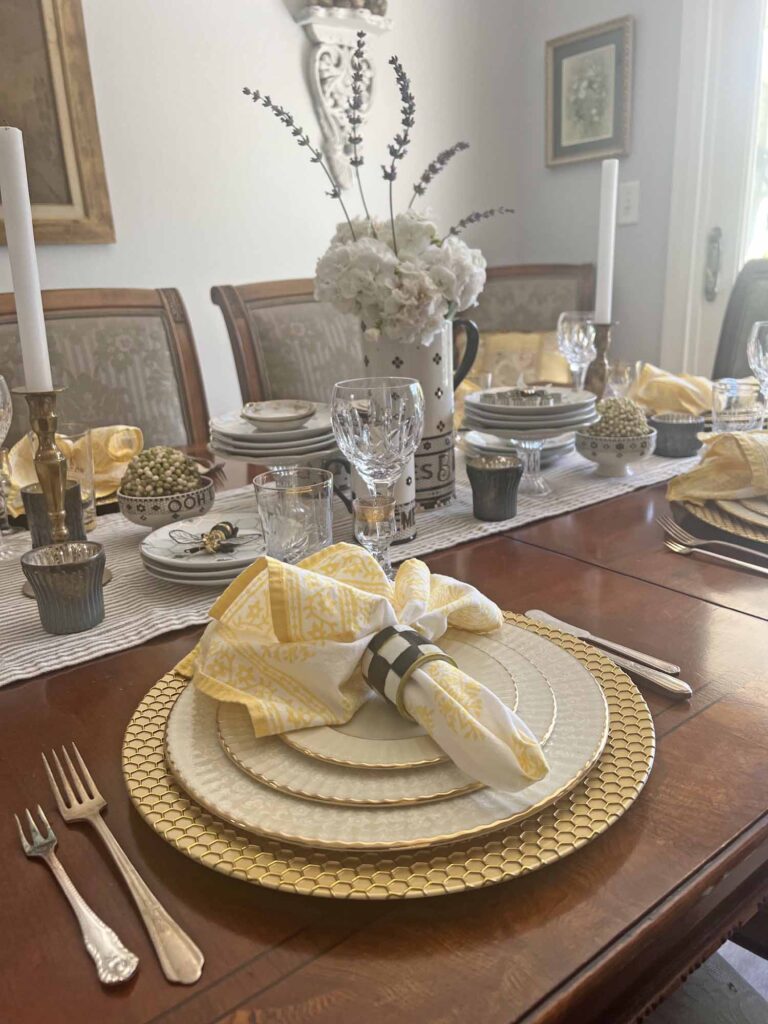 The bee's knees table setting whole table angled plate stack