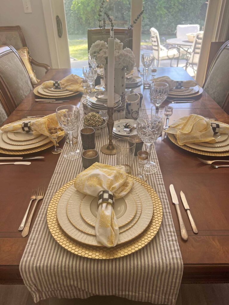 The bee's knees table setting entire table looking outside