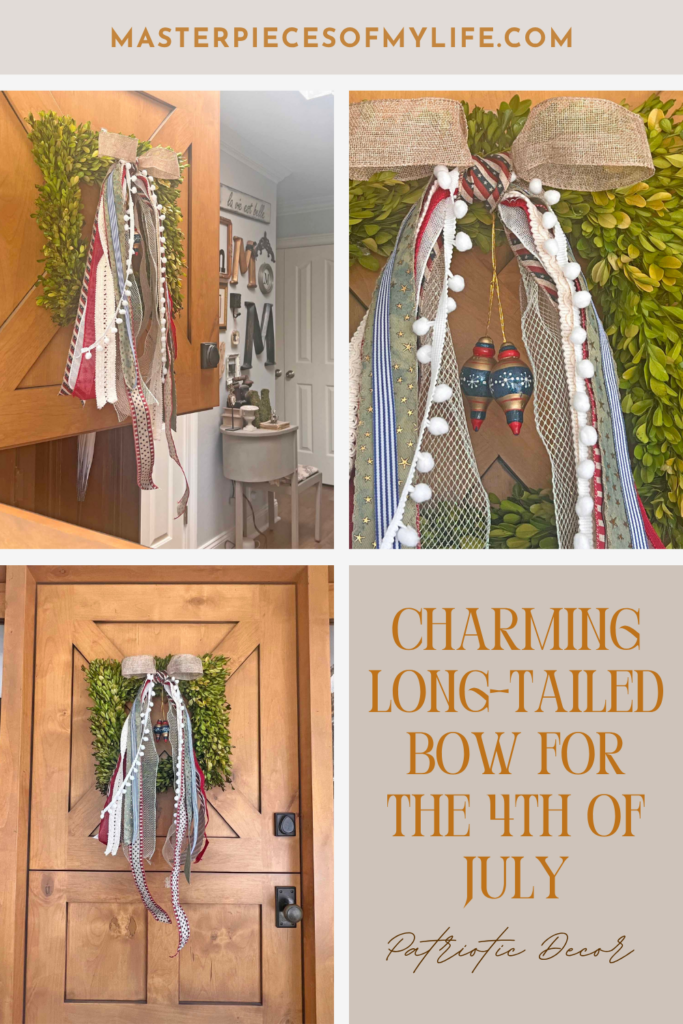 Patriotic decor: Charming, long-tailed bow for the 4th of July Pinterest