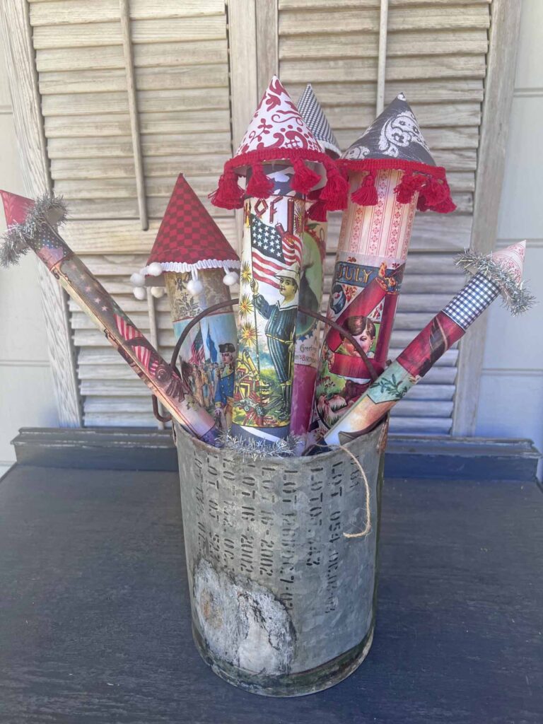 summer craft: how to DIY a patriotic rocket staged in ammunition bucket