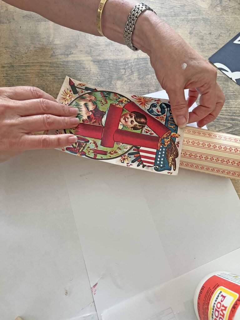 summer craft: how to DIY a patriotic rocket adhering vintage printable