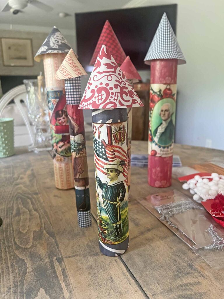 summer craft: how to DIY a patriotic rocket adhered rocket heads