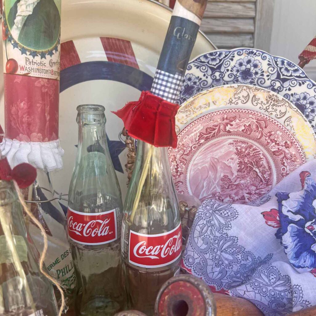 Thrift Chic Decor: Budget friendly way to decorate for the 4th of July staged styling close-up