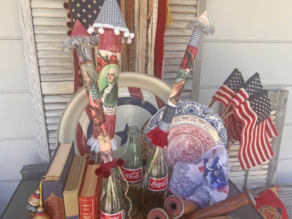 Thrift Chic Decor: Budget friendly way to decorate for the 4th of July staged styling close-up angled top