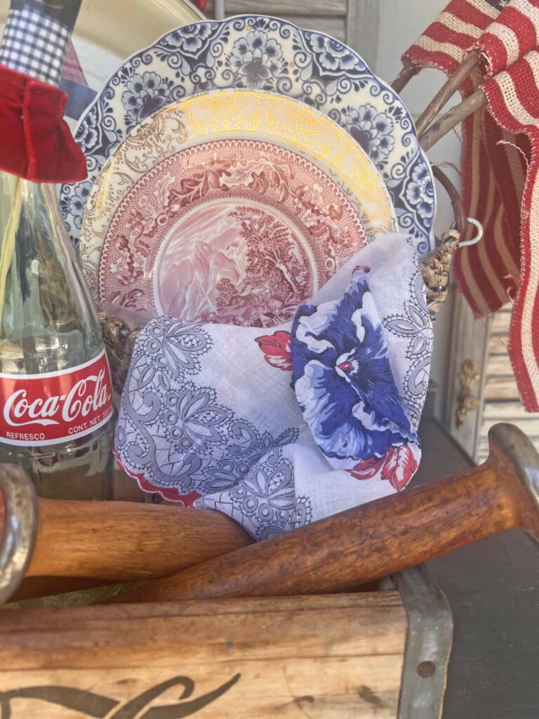 Thrift Chic Decor: Budget friendly way to decorate for the 4th of July staged styling dishes