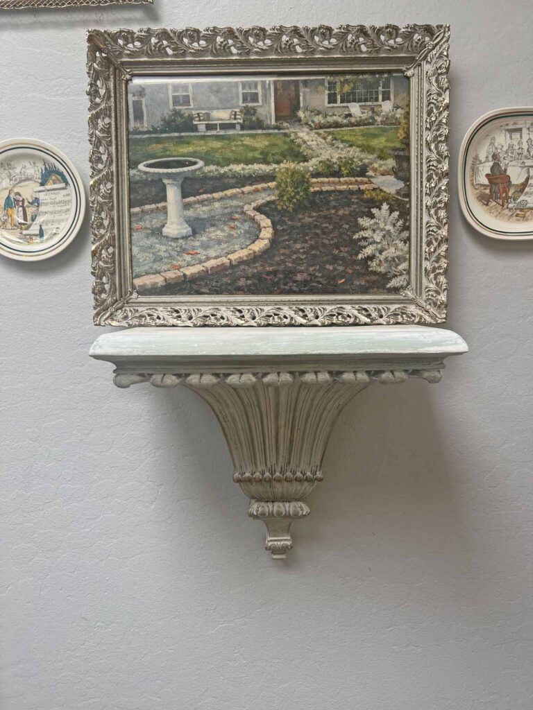Thrift Flip: How to Up-cycle a thrifted wall sconce shelf to match your decor gallery wall