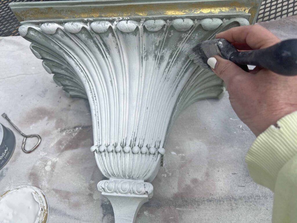 Thrift Flip: How to Up-cycle a thrifted wall sconce shelf to match your decor painting