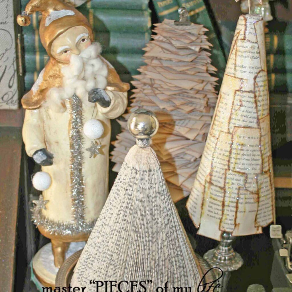Christmas tree book page print DIY