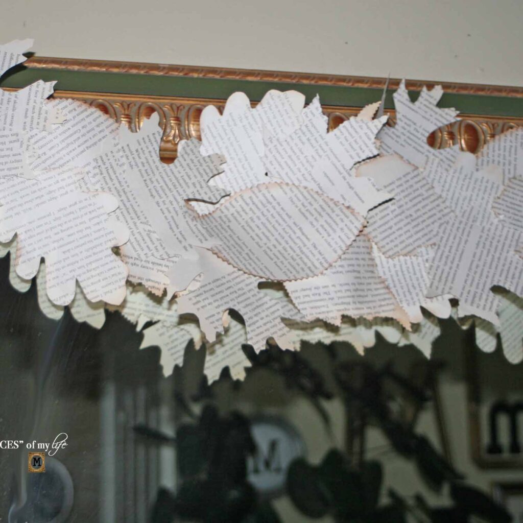 book page print leaf garland DIY