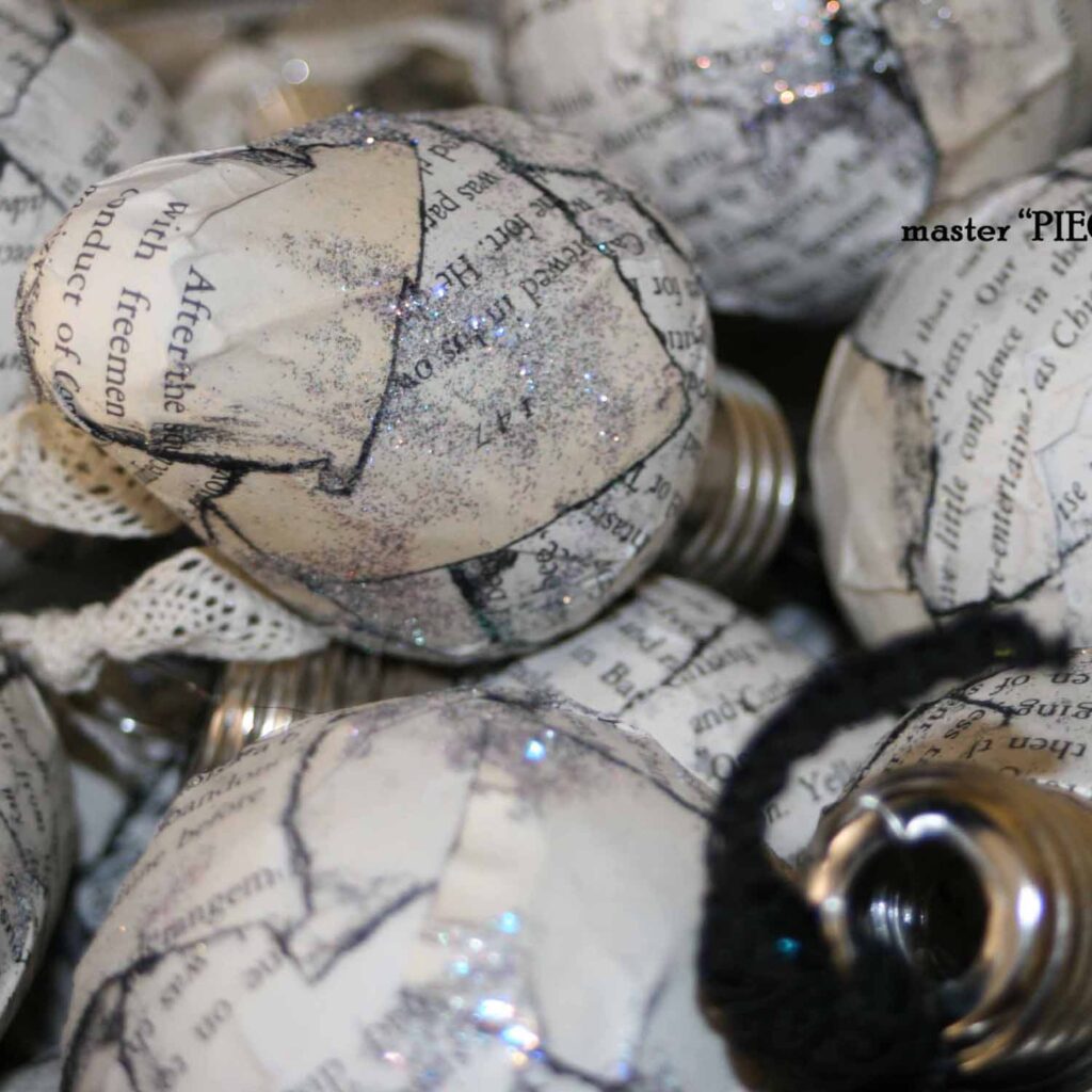 Christmas ornament book page print DIY