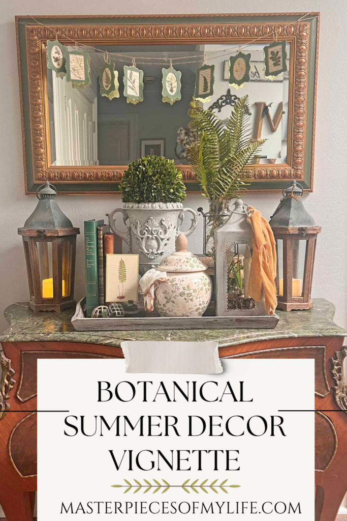 botanical summer decor vignette in the foyer Pinterest
