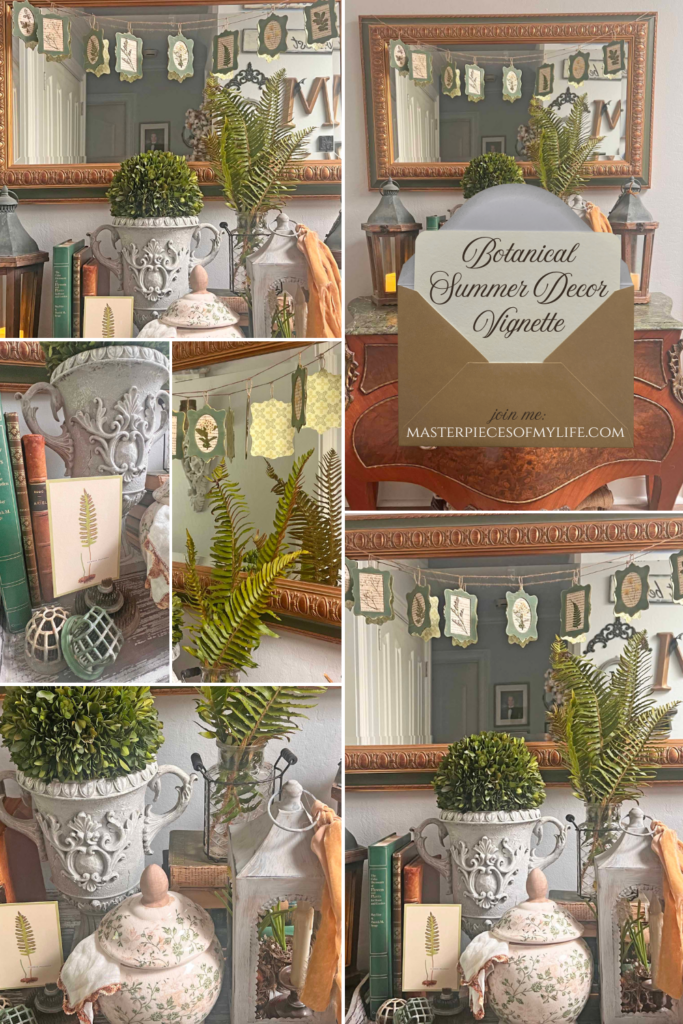 botanical summer decor vignette in the foyer Pinterest