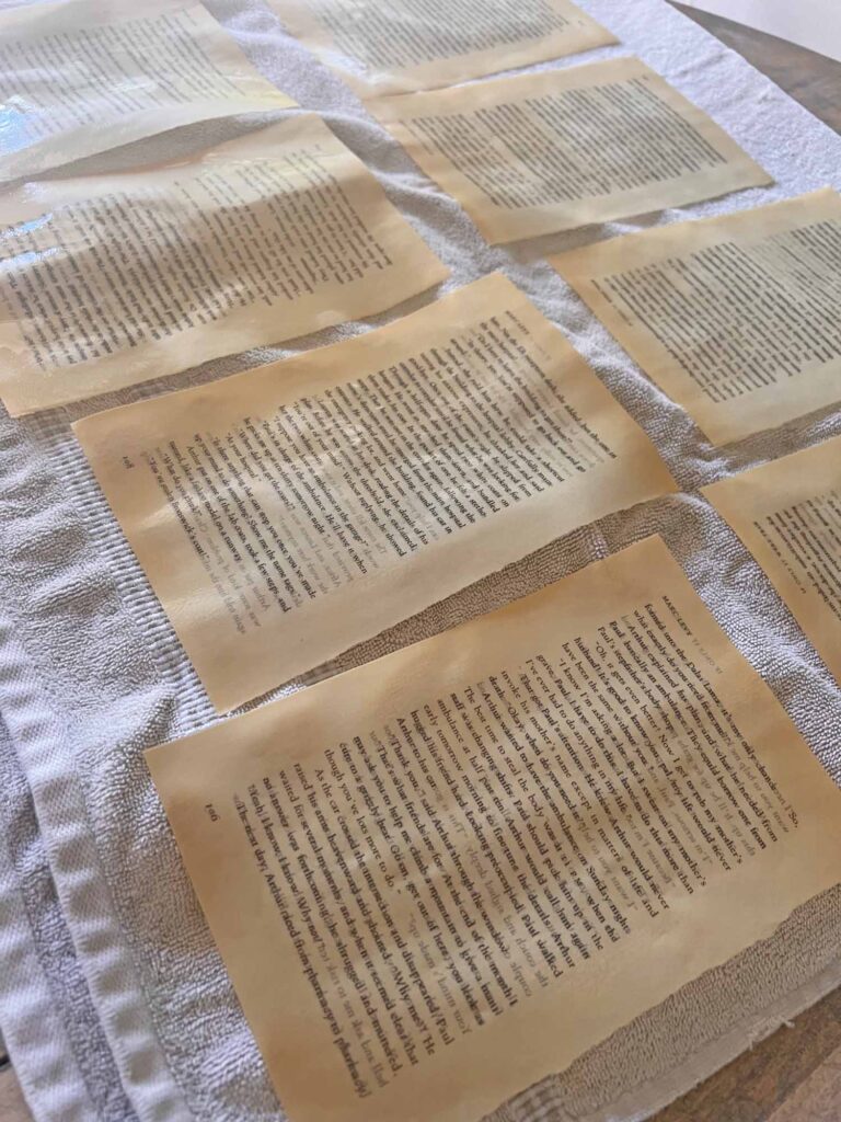 Summer craft: Botanical pressed flower garland DIY tea stained pages drying