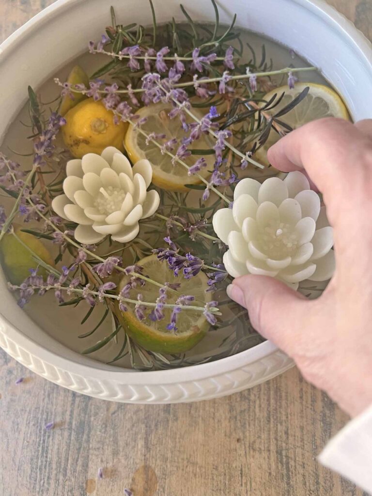 how to create a pretty pest repellent bowl adding floating candles