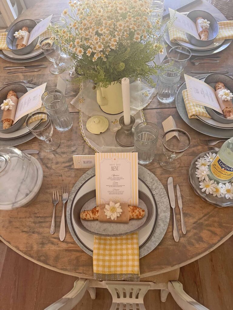 Oopsie daisy inspired tablescape full table details