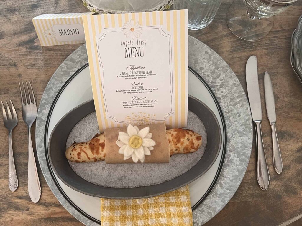 Oopsie daisy inspired tablescape plate stack