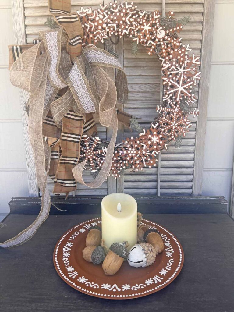 Christmas Craft: Gingerbread plate charger DIY {a la Pottery Barn} candle plate styled full length