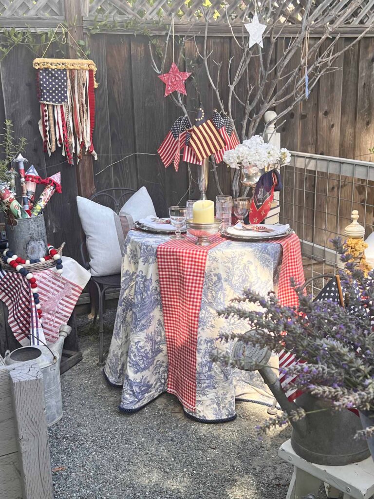 when Ralph Lauren meets French country on a Patriotic garden table full length