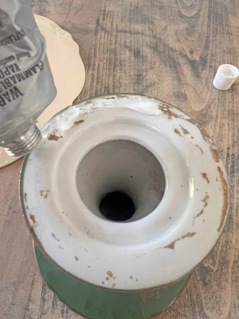 DIY Amazing Pedestals: The thrifted plate glow-up adding E6000 adhesive