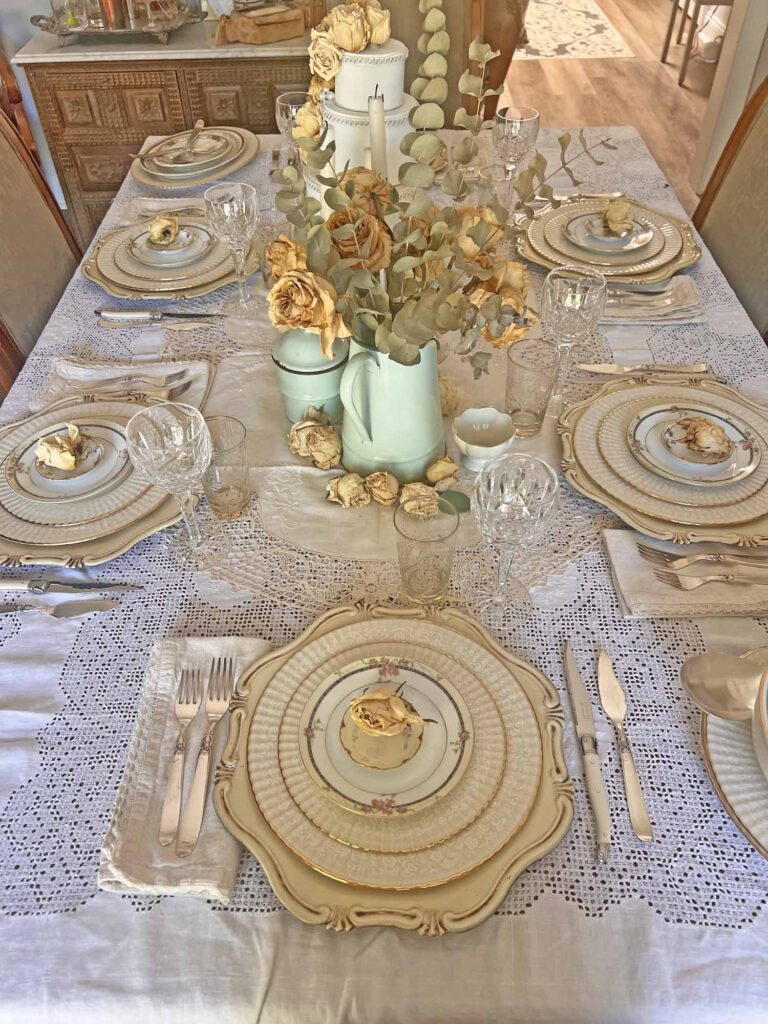 Stop & smell the roses summer tablescape full table