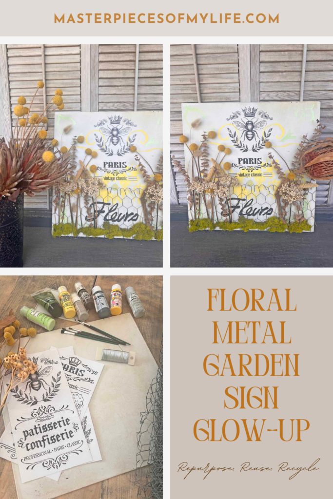 Floral garden metal sign glow-up styled Pinterest