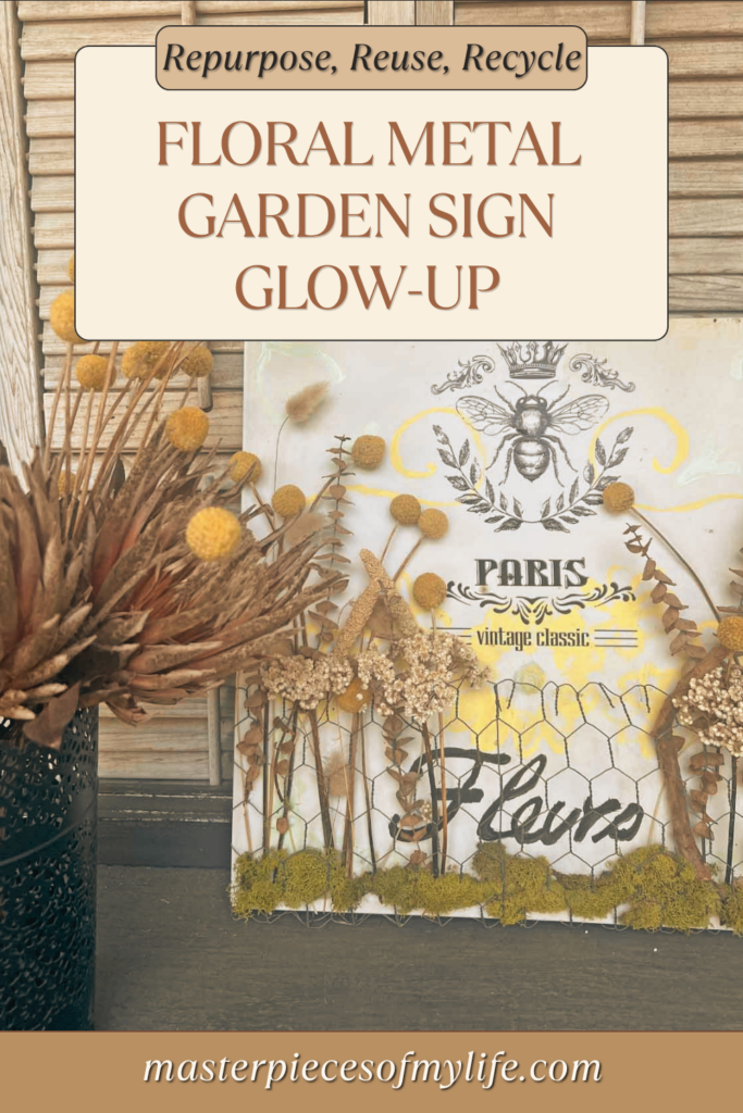 Floral garden metal sign glow-up styled Pinterest