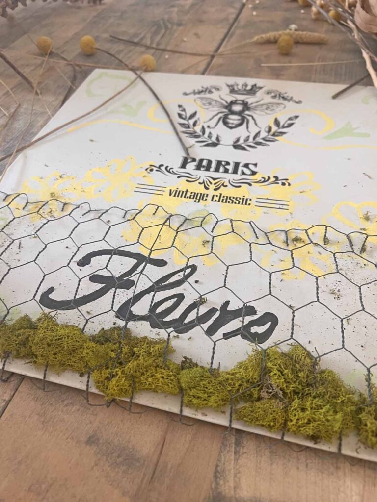 Floral garden metal sign glow-up moss bed
