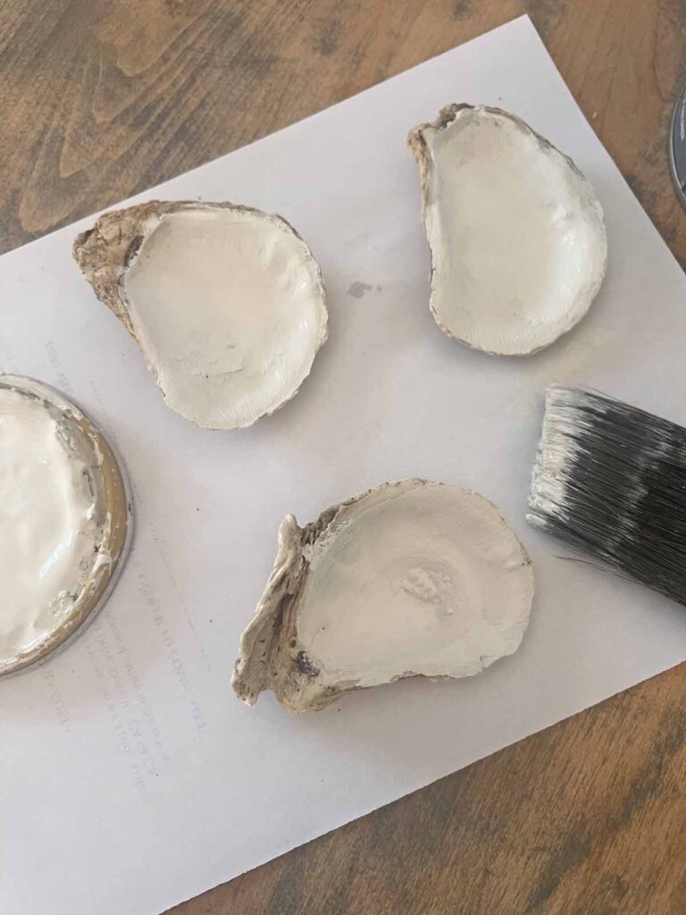 Summer craft: How to decoupage oyster shells into trend forward trinket dishes - inside painted complete
