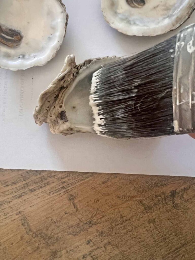 Summer craft: How to decoupage oyster shells into trend forward trinket dishes - starting to paint