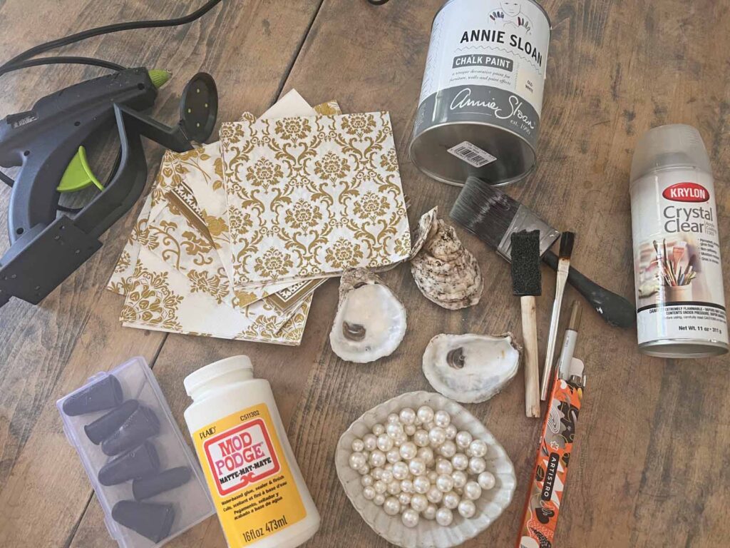 Summer craft: How to decoupage oyster shells into trend forward trinket dishes - project supplies