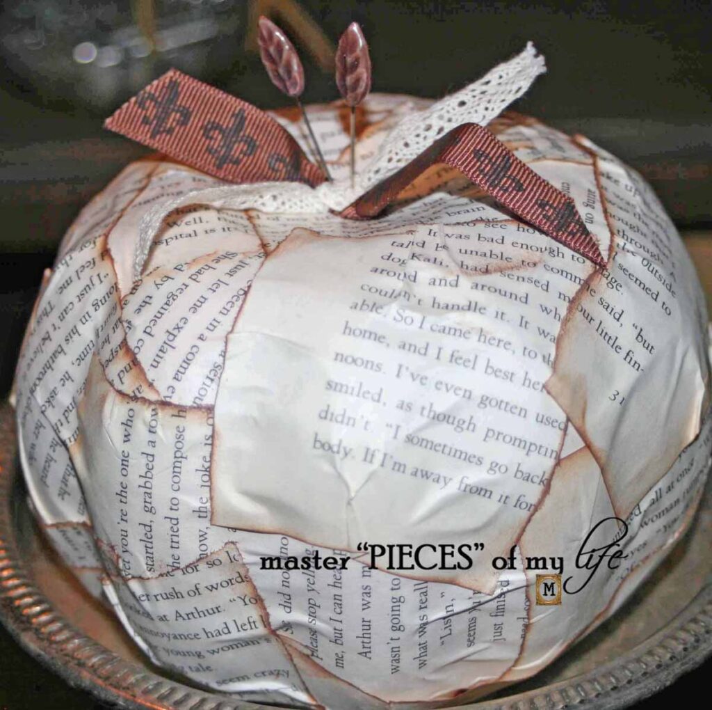 book page pumpkin DIY from dollar tree foam pumpkin