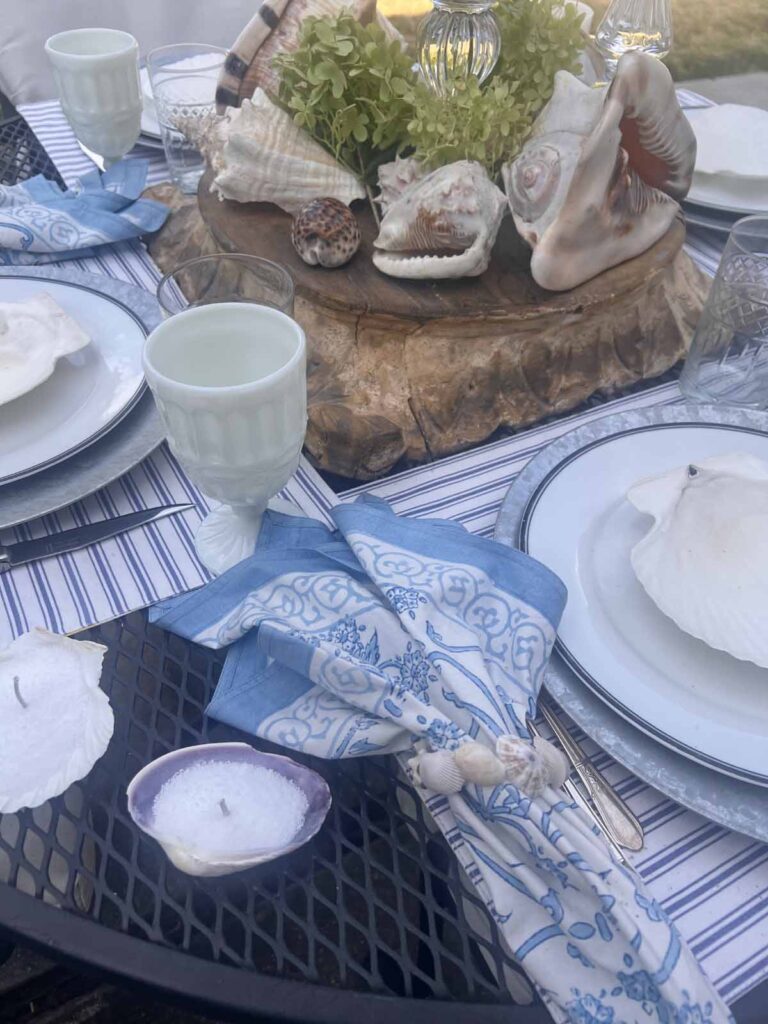 She sells seashells by the sea shore tablescape