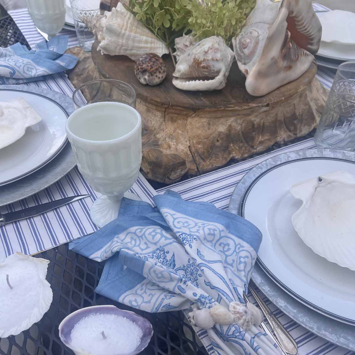 She sells seashells by the sea shore tablescape