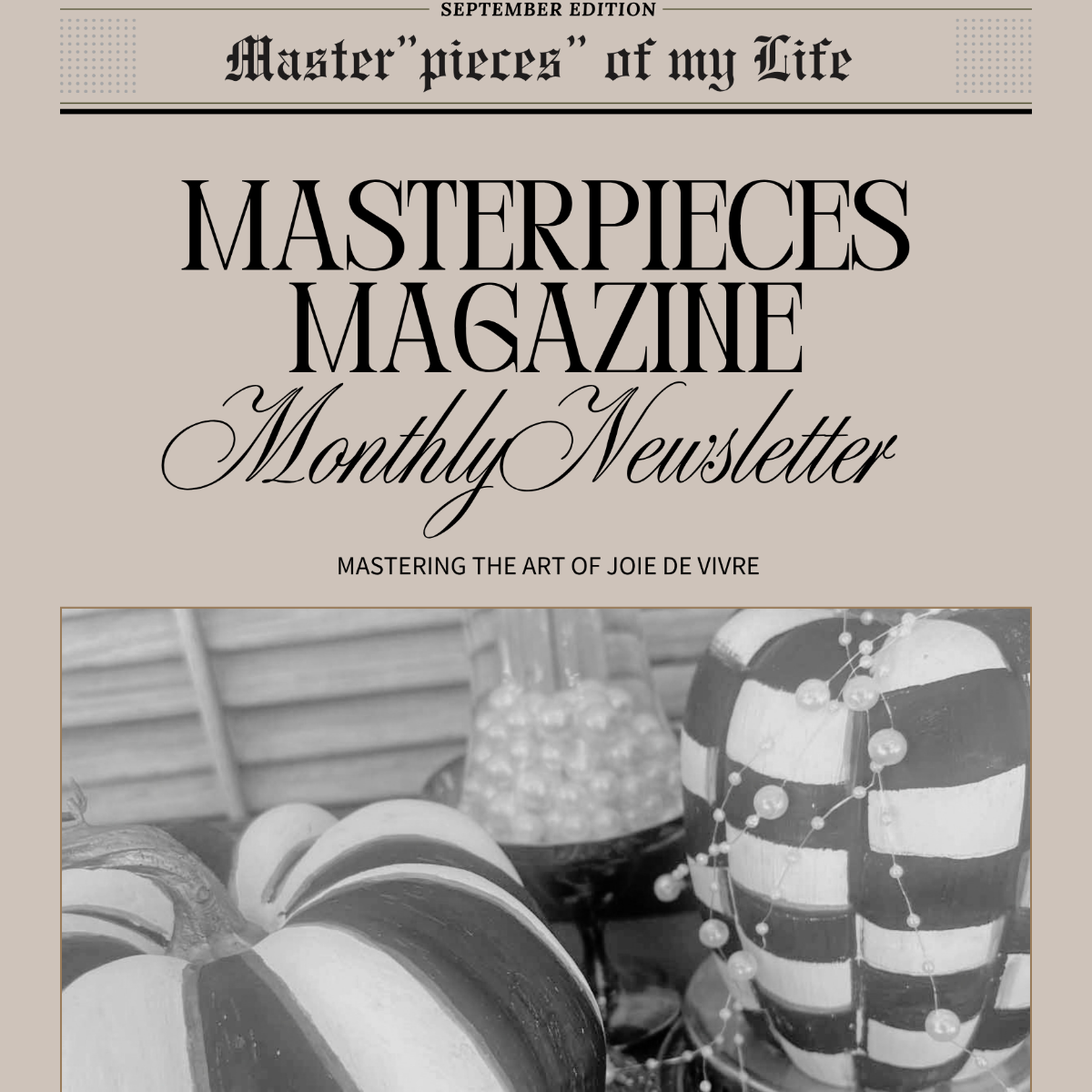 Masterpieces Magazine Newsletter September Cover