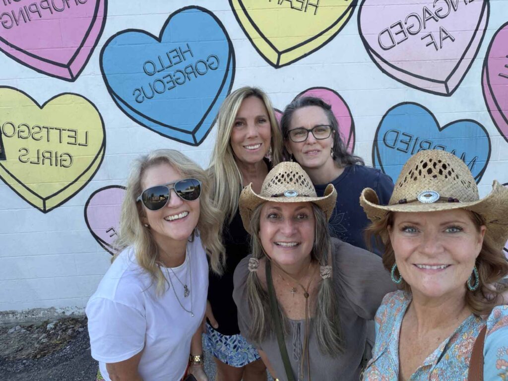Nashville BU girls trip mural in the Gulch
