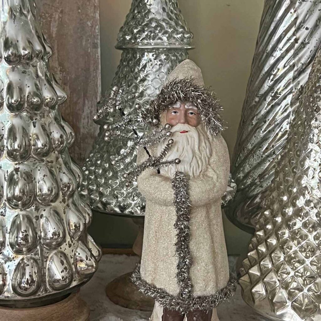 mercury glass seasonal decor Christmas trees feature
