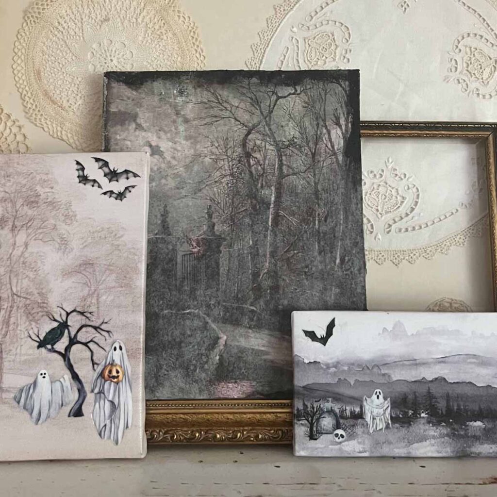 Halloween artwork hacks with rub-ons and transfers