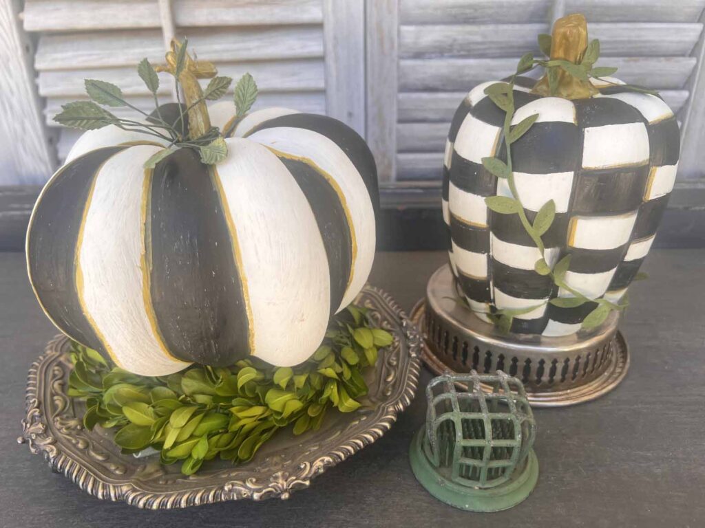 MacKenzie Childs inspired pumpkin dupe DIY styled greenery